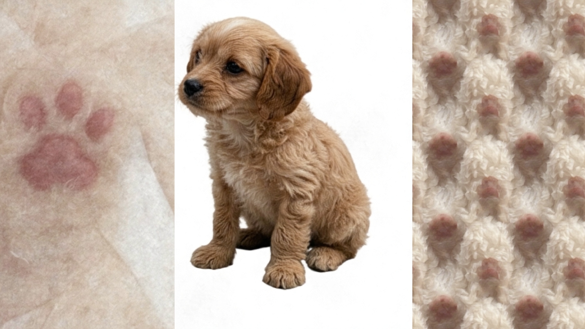 A tiny puppy paw resting gently on a human hand
